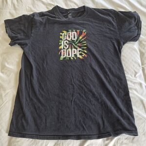 God Is Dope, M, Unisex Graphic T-Shirt Black Short Sleeve Faith Streetwear Tee